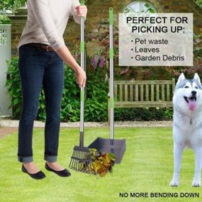 img 1 attached to TNELTUEB Extra Large Dog Pooper Scooper, Metal Pet Poop Tray & Rake Set, Adjustable Long Handle For Large Dogs - Great For Grass/Street/Gravel
