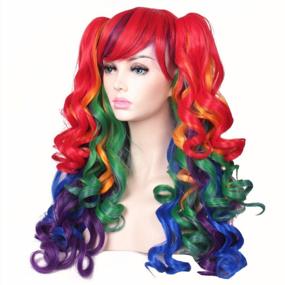 img 2 attached to ColorGround Long Curly Cosplay Wig With 2 Ponytails(Rainbow Color)