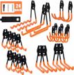 aoben 24-pack heavy duty garage hooks organizer - anti-slip double wall storage hooks for ladders, power tools, bikes, ropes and more with bonus holder strap - vibrant orange logo