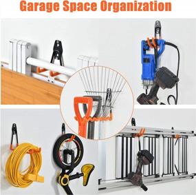 img 2 attached to AOBEN 24-Pack Heavy Duty Garage Hooks Organizer - Anti-Slip Double Wall Storage Hooks For Ladders, Power Tools, Bikes, Ropes And More With Bonus Holder Strap - Vibrant Orange