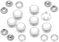 upgrade your western clothing with craftmemore pearl snaps fasteners - 20 sets of 12mm cloudy white buttons with silver brass rim setting logo