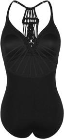 img 2 attached to Hilor Shirred Swimsuits Macrame Swimwear Women's Clothing ~ Swimsuits & Cover Ups