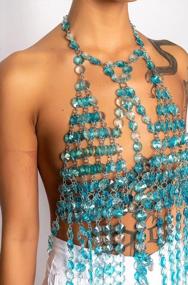 img 1 attached to Бюстгальтер ручной работы с кристаллами на цепочке - потрясающие женские модные ремни для вечеринок и рейвов