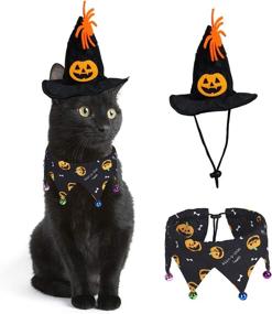 img 4 attached to 🎃 RYPET Halloween Pumpkin Hat and Cat Collar with Bells - Cat Costume Suit for Cats and Small Dogs, Perfect for Halloween