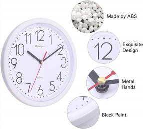 img 3 attached to Silent Non-Ticking Quartz Wall Clock For Living Room/Bedroom/Kitchen/Office/Classroom - Easy To Read And Battery Operated Moonport Design