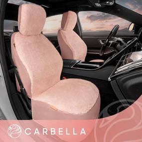 img 2 attached to Women'S Soft Pink Sheepskin Car Seat Covers (2-Pack), Faux Fur Front Automotive Interior Covers For Trucks, Vans, SUVs.