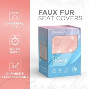 img 3 attached to Women'S Soft Pink Sheepskin Car Seat Covers (2-Pack), Faux Fur Front Automotive Interior Covers For Trucks, Vans, SUVs.