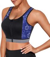women's high impact workout sports bra w/ front-zipper & wirefree support - ctrilady fitness top vest логотип