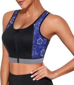 img 4 attached to Women'S High Impact Workout Sports Bra W/ Front-Zipper & Wirefree Support - CtriLady Fitness Top Vest
