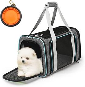 img 4 attached to H.S.C PET Cats Soft-Sided Carriers: Lightweight Travel Bag for Puppies, Small Dogs, and Cats - Ventilated, with Mesh Windows (Light Blue)