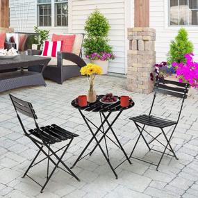 img 4 attached to Comfort In Style: ECOTOUGE 3-Piece Outdoor Patio Bistro Set – Foldable, Weather-Resistant & Perfect For Conversations!
