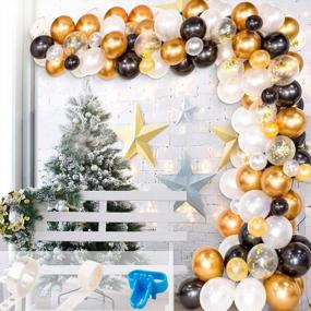 img 4 attached to Balloons Party Garland Decorations Kit - JIGUOOR 120Pcs Black And Gold Latex Balloon Wedding Birthday Decoration With Tape Strip & Dot Glue