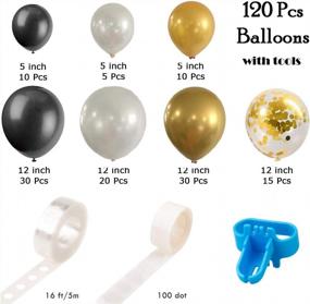 img 3 attached to Balloons Party Garland Decorations Kit - JIGUOOR 120Pcs Black And Gold Latex Balloon Wedding Birthday Decoration With Tape Strip & Dot Glue