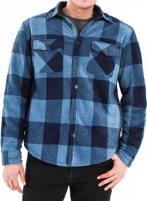 img 4 attached to Men'S Warm Sherpa Flannel Shirt Jacket Heavy Fleece Lined Plaid Button Up Jackets