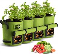 4 pack 10 gallon potato grow bags w/ flap - heavy duty nonwoven fabric planter for growing vegetables & fruits outdoors logo