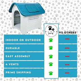 img 1 attached to 🐶 Medium Indoor Outdoor Doghouse - Weatherproof Shelter with Raised Floor for Dogs - FLUFF FRIENDS Cozy Kennel, Drainage & Temperature Control - Slanted Roof, Easy Assembly (29.5"x24"x34")