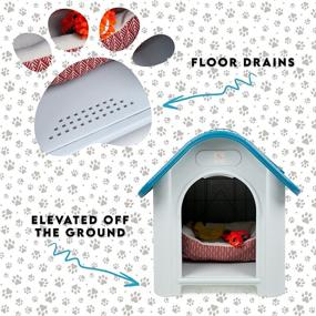 img 3 attached to 🐶 Medium Indoor Outdoor Doghouse - Weatherproof Shelter with Raised Floor for Dogs - FLUFF FRIENDS Cozy Kennel, Drainage & Temperature Control - Slanted Roof, Easy Assembly (29.5"x24"x34")