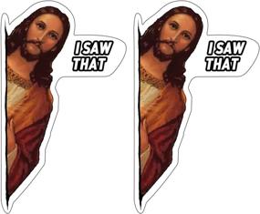 img 4 attached to 🤣 Hilarious REMOCH I Saw That, Jesus Vinyl Decal Car Stickers - 2 Pack (3 inch)