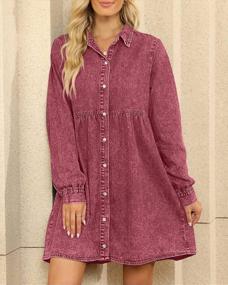 img 2 attached to Button-Down Long Sleeve Denim Dress For Women By LookbookStore: Casual Babydoll Jean Shirt Dress