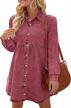 button-down long sleeve denim dress for women by lookbookstore: casual babydoll jean shirt dress logo