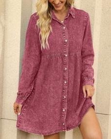 img 1 attached to Button-Down Long Sleeve Denim Dress For Women By LookbookStore: Casual Babydoll Jean Shirt Dress