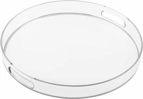 img 4 attached to Clear Round Decorative Tray With Handles - 13" Plastic Serving Tray For Coffee Table, Ottoman, Bathroom, Vanity, And More By MAONAME