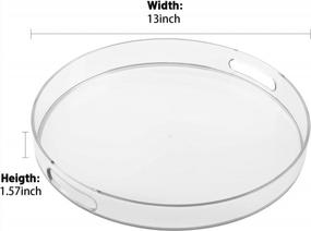 img 1 attached to Clear Round Decorative Tray With Handles - 13" Plastic Serving Tray For Coffee Table, Ottoman, Bathroom, Vanity, And More By MAONAME