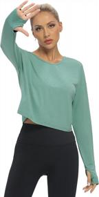 img 3 attached to Stylish And Functional: Mippo Long Sleeve Crop Tops With Open Back For Women'S Workout Sessions