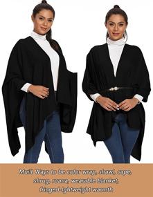 img 1 attached to Reversible Black Cardigan Sweater Cape – Accessory for Women, Ideal for Scarves & Wraps