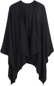 img 4 attached to Reversible Black Cardigan Sweater Cape – Accessory for Women, Ideal for Scarves & Wraps