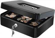 kyodoled large metal cash box with money tray and lock,money box with cash tray,cash drawer,9.84"x 7.87"x 3.54" black large logo