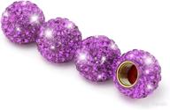 purple2 car wheel tire valve caps - handmade bling crystal rhinestones | dustproof and stylish tire accessories for vehicles | ideal car accessories for women and men | 4 pack логотип