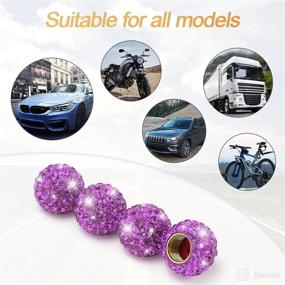 img 2 attached to Purple2 Car Wheel Tire Valve Caps - Handmade Bling Crystal Rhinestones | Dustproof and Stylish Tire Accessories for Vehicles | Ideal Car Accessories for Women and Men | 4 Pack