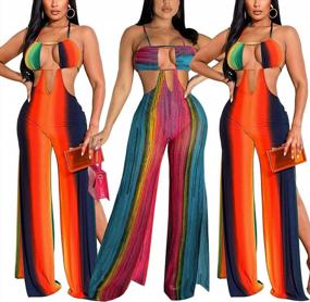 img 3 attached to Sizzling Women'S Bodycon Jumpsuit: Plunging Neckline, Printed Design, And Vivacious Clubwear Style!