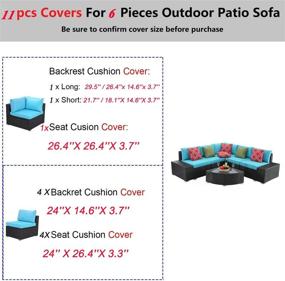 img 1 attached to HTTH Outdoor Patio Furniture Sofa Cushion Slipcovers Washable Replacement Covers Only (Turquoise)