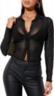 women sexy see through mesh tie dye button down long sleeve crop shirt tee top blouse - missactiver logo