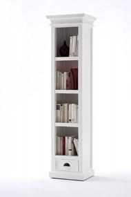 img 1 attached to Organize In Style: NovaSolo Halifax Mahogany Bookcase With 4 Shelves And Drawer In Pure White