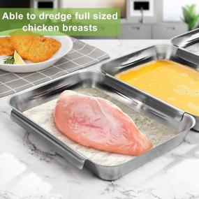 img 2 attached to Upgrade Your Kitchen With HULISEN'S Large Stainless Steel Breading Trays Set Of 3 - Perfect For Marinating Meat And Coating Delicious Fish And Breadcrumb Dishes