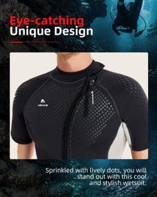 img 3 attached to Abahub Shorty Wetsuit For Men And Women: 2/3Mm Neoprene Spring Suit With Front/Back Zip, Short Sleeve For Snorkeling, Surfing, Kayaking, Scuba Diving And Other Water Sports - Available In 7 Sizes