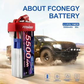 img 1 attached to 2 Pack FCONEGY 6S 22.2V 60C 5500MAh RC Lipo Battery With EC5 Connector For 1/8 & 1/10 RC Cars Trucks Boats