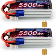 2 pack fconegy 6s 22.2v 60c 5500mah rc lipo battery with ec5 connector for 1/8 & 1/10 rc cars trucks boats logo