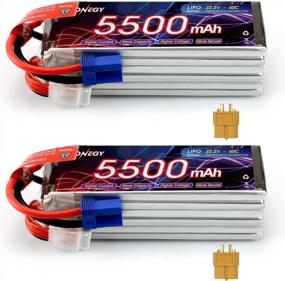 img 4 attached to 2 Pack FCONEGY 6S 22.2V 60C 5500MAh RC Lipo Battery With EC5 Connector For 1/8 & 1/10 RC Cars Trucks Boats