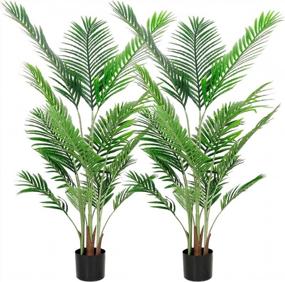 img 4 attached to Transform Your Space With Veryhome'S 5 Feet Artificial Palm Tree - Perfect For Indoor And Outdoor Decor!