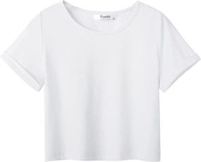 img 4 attached to Boyoo Sleeve Fashion Crewneck Rolled Girls' Clothing and Tops, Tees & Blouses