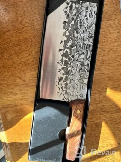 img 1 attached to Hand-Forged Full-Tang Cleaver Knife With Middle Thickness Blade For Meat And Vegetable Cutting - Ideal For Chinese Kitchen Chef, Home Kitchen Use review by Sean Pierre