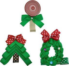 img 1 attached to Get Festive with LCLHB Christmas Ribbon Hair Bows for Babies, Girls, Women and Children