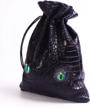 fire dragon leather dice bag - holds 6 dice sets and coin, glows in green - perfect for dnd board games and rpg accessories (dice not included) logo