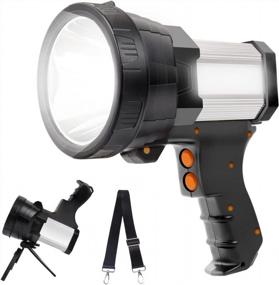 img 4 attached to Rechargeable 10000 Lumen LED Spotlight Flashlight - Long Lasting Torchlight Searchlight With USB Output & Tripod For Camping, Hunting, Fishing