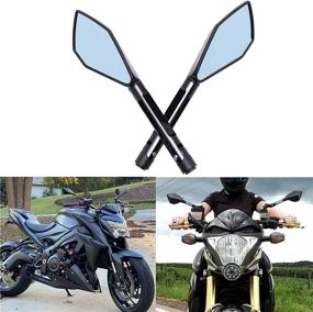 img 4 attached to 🏍️ JMTBNO Universal Aluminum Motorcycle Handlebar End Mirror, 8mm & 10mm Compatible Motorcycle Side Rearview Mirrors for Street Bikes, Sport Bikes, Dirt Bikes, Cruisers, Choppers, and Scooters - Black