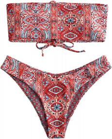 img 4 attached to High Cut Ditsy Dot Print Bikini Set: Stylish Two Piece Swimwear For Women By ZAFUL (Multi-C, S)